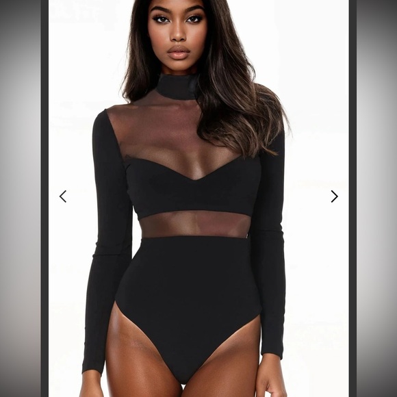 Nookie Tops - New with Flaw Nookie HYPNOTISE MESH BODYSUIT Medium Black Long Sleeve